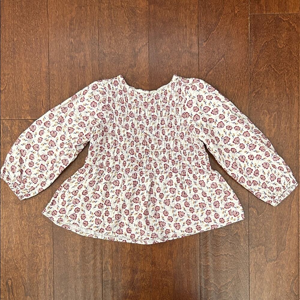 Charming Zara Pink Kid’s Floral Kids Smocked Peasant Blouse, Size 4-5